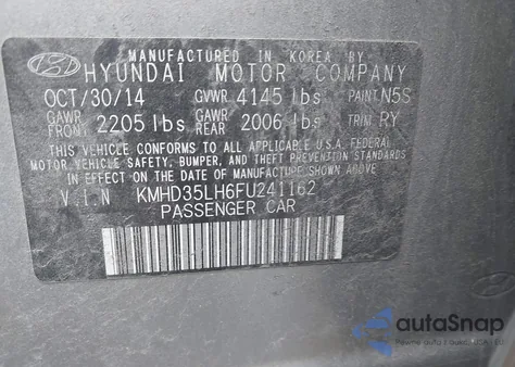 2015 Hyundai Elantra Gt из США, поврежденный, VIN KMHD35LH6FU241162